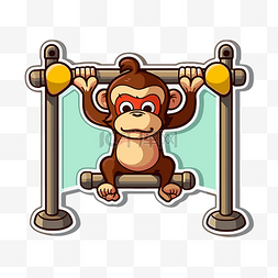 小猴子敲电脑图片_带有横幅图形的丛林健身房标志贴