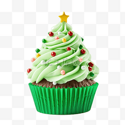 圣诞树纸杯蛋糕图片_圣诞美味的纸杯蛋糕，以圣诞树的
