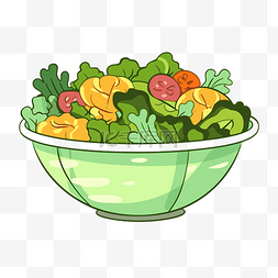 沙拉碗卡通图片_沙拉碗剪贴画 装满绿叶蔬菜的碗