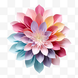 立体折纸花图片_数字艺术折纸花朵元素立体免抠图