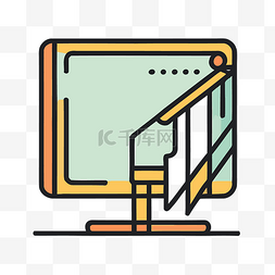 计算机显示器线图标概念徽标和图