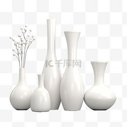 白色陶瓷花瓶装饰，无背景 3d 渲