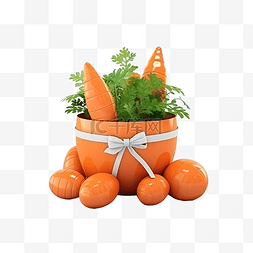 蔬菜的种类图片_3d 渲染复活节套装中的胡萝卜