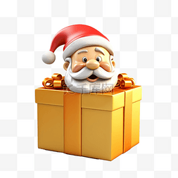 渲染海报图片_圣诞老人在金色礼品盒隔离网站海