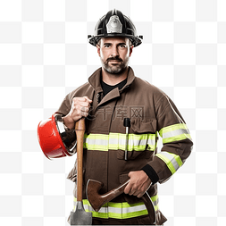 消防器材站图片_拿着斧头的消防员消防员