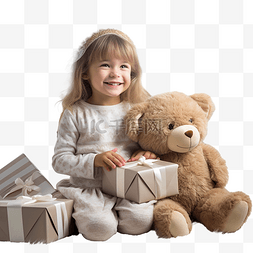 儿童玩具图片_平安夜，客厅里带着泰迪熊和礼物