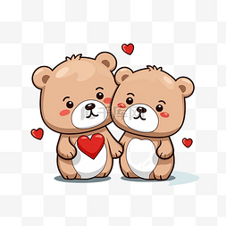 情侣熊与心贴纸