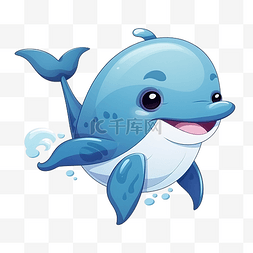 游泳的孩子插画图片_可爱的鲸鱼卡通海洋动物插画