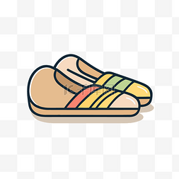 彩色的拖鞋图片_米色背景中的一双彩色鞋子 向量