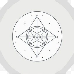 显示了圆形框架内的神圣几何星 