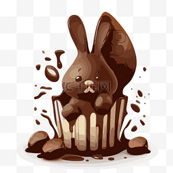 兔子欢快地跳图片_巧克力復活節兔子 向量