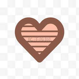 心形图标图片_带棕色条纹的巧克力心形图标 向