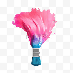 油漆渲染图片_带有蓝色油漆元素的粉红色刷子，