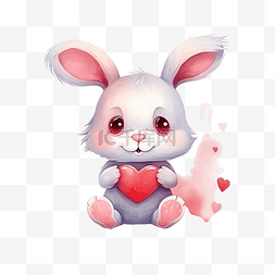 兔子一对图片_兔子爱上心情人节插画
