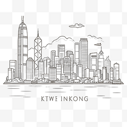 城市商图片_香港城市景观天际线轮廓涂鸦图