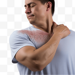 背痛图片_男人抱着肩膀酸痛孤立