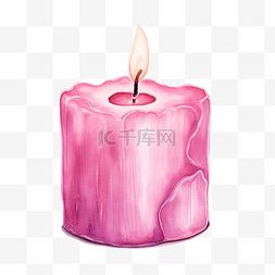 粉红心形蜡烛绘图块