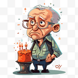 卡通拿着生日蛋糕图片_變老了 向量