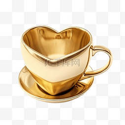 牛奶金色图片_金色咖啡杯与心