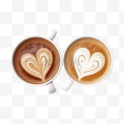 咖啡杯3d图片_3d 插图两杯咖啡的爱