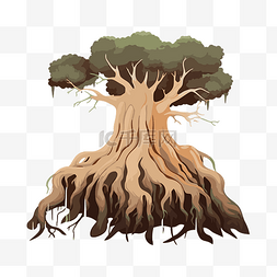 树根剪贴画美丽的树，有根和根在