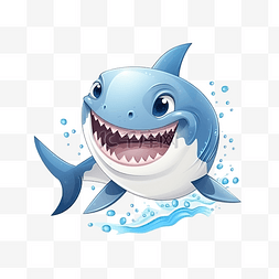 可爱的卡通海洋动物鲨鱼角色