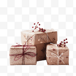 金色禮盒裝飾图片_可爱的圣诞礼物位于木板表面