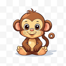 猴子摇尾巴图片_卡通风格的可爱猴子，白色背景图