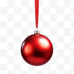 缎带球图片_红色缎带上挂着美丽的圣诞小玩意