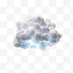 云闪电图片_3d 渲染云与闪电隔离