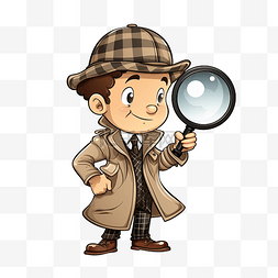 侦探帽子图片_有放大镜的侦探督察