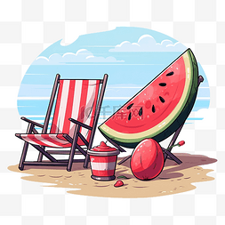 沙海素材图片_西瓜和冰淇淋矢量有助于放松夏季