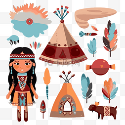 纳瓦霍剪贴画 美国原住民女孩卡