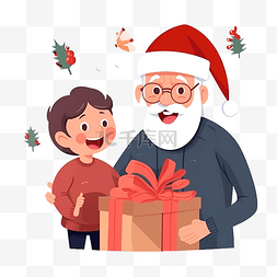 儿子字图片_可爱的祖父和年幼的儿子在圣诞节
