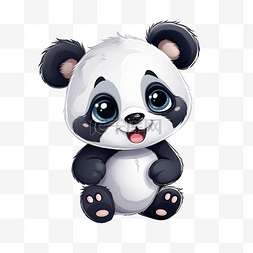 可爱的熊猫卡通插图为孩子们