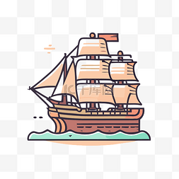 五月插图图片_线条风格帆船的设计 向量