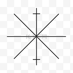 顶部有六道射线和两条线的十字标
