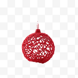 天然雪上红纱球制成的圣诞树装饰