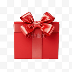圣诞结丝带图片_白色表面上隔离的盒子里的圣诞红