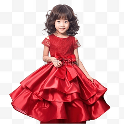 惆怅的女孩子图片_圣诞节那天，穿着红色裙子的美丽