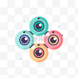 彩色的眼球图片_带有五个彩色圆圈的眼睛标志 向
