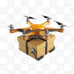无人机运输图片_3d 渲染无人机交付包裹