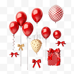 气球礼品装饰图片_用于装饰隔离背景的礼品和气球元