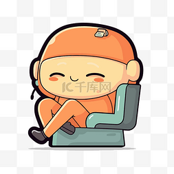 橙色的椅子图片_有趣的卡通人物坐在橙色的椅子上