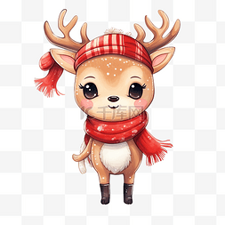 滑冰孩子图片_圣诞快乐，可爱的卡哇伊手绘鹿，