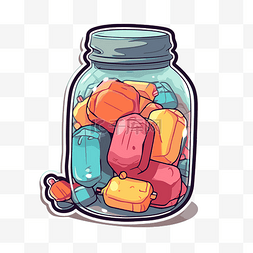 生锈的罐子图片_罐子里的彩色糖果剪贴画的插图 