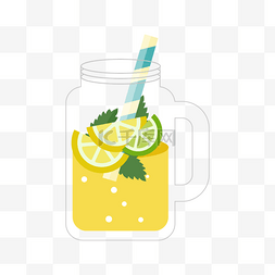 鸡尾酒柠檬卡通风格夏季饮品