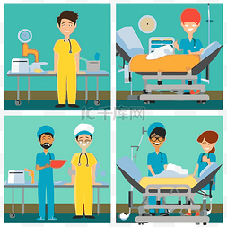 手术剪贴画 代表医生卡通的四张