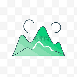 山直线图片_绿色山图标 向量