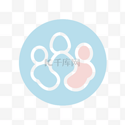 白色背景上的蓝色和粉色家庭符号